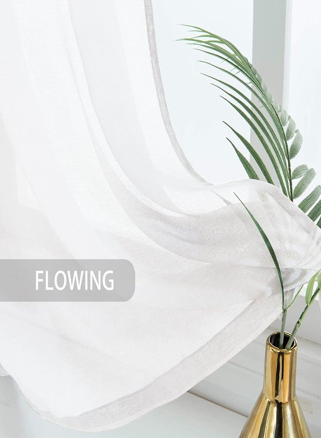 UPOPO White Sheer Curtains 92 inches Long Living Room Kitchen Dining Curtain Sheers 2 Panels Voile Transparent Bedroom Drapes Linen Textured Rod Pocket Window Treatment Set - Image 5